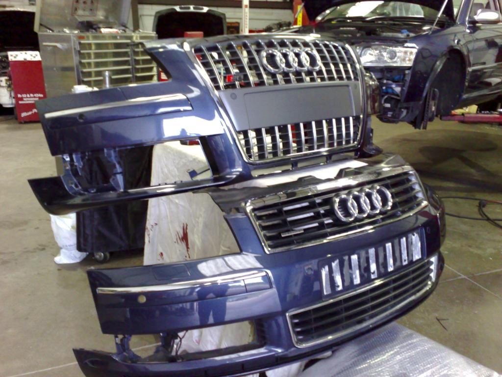 KDS Detailing wet sand Audi A8 to S8 body conversion ... 2004 audi a8 front bumper conversion 